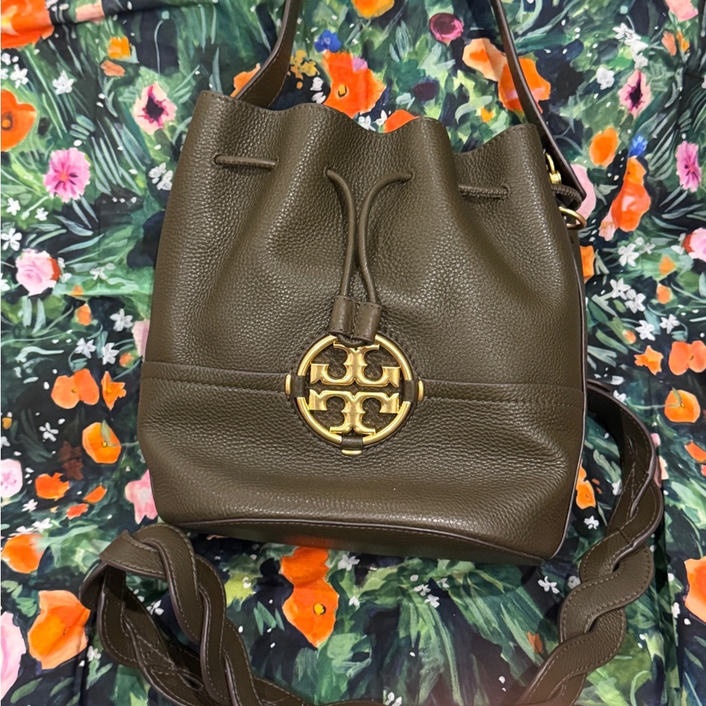 Tory Burch Dark Olive Leather Shoulder Bag
